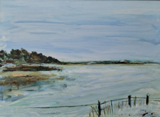 Acryl schilderij, Maya Wildevuur, landschap, 1995